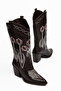Women's Cowboy Boots Embroidered Pointed Toe Thick Heel Western Boots - 3