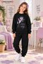 Winter Unisex Black Tracksuit, Black Sweat Top and Bottom Set