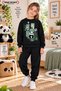 Winter Unisex Black Tracksuit, Black Sweat Top and Bottom Set