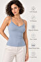 Women's 2-Pack 95% Cotton Lace Detailed Thin Strap Ribbed Undershirt - Flexible Soft Everyday Undergarment - 5