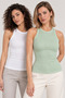 Women's 2-Pack 95% Cotton High Neck Ribbed Sleeveless Tank Top - Stretchy Soft Everyday Undergarment