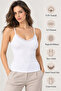Women's 3-Pack 95% Cotton Lace Detailed Thin Strap Ribbed Undershirt - Flexible Soft Everyday Undergarment - 6