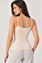 Women's 3-Pack 95% Cotton Lace Detailed Thin Strap Ribbed Undershirt - Flexible Soft Everyday Undergarment - 4