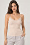 Women's 3-Pack 95% Cotton Lace Detailed Thin Strap Ribbed Undershirt - Flexible Soft Everyday Undergarment - 3