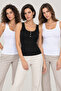 Women's 3-Pack 95% Cotton Button Detail U-Neck Combed Cotton Camisole Tank Top - Flexible Soft Everyday Underwear