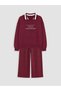 Two Mt Shop Quality Lcw Kids Burgundy Polo Collar Printed Girls' Tracksuit Set - 2