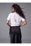 Two Mt Shop Quality Xside White Combed Cotton Printed Loose & Baggy Short Sleeve Women's T-Shirt