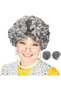 Gray color curly elderly wig grandma wig lined bonus - 2