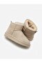 Women's Suede Material Short Mini Ankle Boots with Thick Sole - Beige - 4