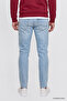 Men's Light Blue Cotton Tapered Fit 5-Pocket Flexible Jean Denim Trousers - 4