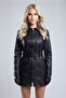 Long Belted Black Women's Leather Jacket