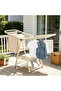 160cm Cream White Foldable Wing Clothes Drying Rack with Hidden Casters, Adjustable Height for Indoor Balcony Laundry Use - 7
