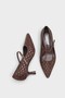 Gerta Suede Look Hand Knitted Pointed Toe Mary Jane Shoes - 3