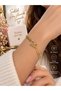 Women's Gold Heart Figured Chain Bracelet – Stylish and Elegant Jewelry Accessory – Valentine's Day Gift for Your Loved One or Mother's Day Gift