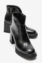 Women's High Thick Heeled Ankle Boots Vegan Leather Violette Black - 2