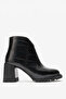 Women's High Thick Heeled Ankle Boots Vegan Leather Violette Black