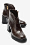 Women's High Thick Heeled Ankle Boots Vegan Leather Violette Brown - 2