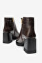 Women's High Thick Heeled Ankle Boots Vegan Leather Violette Brown - 3