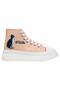 Women's Vegan Beige Thick Sole High Sneakers - Little Eyes Big Feelings Design - 7