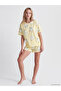 Vizyon New Season Yellow Pouch Chick Printed Women's Shorts Pajama Set