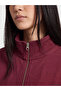 Burgundy High Collar Women's Thick Zippered Sweatshirt - 3
