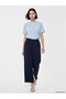 Lcw Modest Navy Blue Elastic Waist Wide Leg Women's Pants