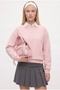 Women's New Cozy Fleece Basic Crew Neck Cotton Knitted Pink Sweatshirt - 2