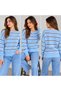Women's Trend Degaje Collar Striped Sweater - 3
