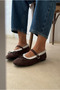 Women's Ballet Flats Dark Brown Suede - 6