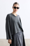 Smoked V-Neck Short Sweater - 3