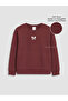 Özmarka New Season Burgundy Girls' Soft Touch Sweatshirt - 2