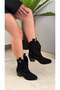 Women's Nioverra Black Suede 5 cm Heeled Western Boots - 5