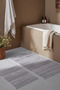 Liora Gray Cotton Soft 2-Piece Bath Mat (60X100+50X60 cm) Non-Slip Base Washable Modern