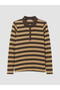 Peak New Season Brown Polo Collar Striped Women's T-Shirt - 5