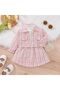 Two‑Piece Tweed Skirt Dress & Cropped Jacket Set | 12 Months | Pastel Pink Plaid | Soft Cotton - 2