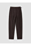 Özmarka New Season Brown Cigarette Fit Women's Trousers with Belt - 7