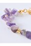 Purple Pearl Detailed Broken Natural Stone Bracelet - 2