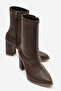 Henri Women's Bitter Brown Faux Leather Zippered Stretch Boots