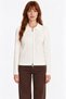 Ecru Shirt Collar Reversible Zippered Knitwear Cardigan - 5