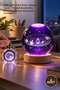 4-Piece Planet-Themed Glass Globe and Light-Up Keychain Set – USB Light-Up Glass Globe, Wooden Base, Crystal Keychain, Color-Changing Keychain