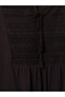 Vizyon New Season Brown Tie-Neck Embroidered Gathered Blouse - 3