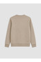 Vizyon New Season Beige Crew Neck Printed Men's Thick Sweatshirt - 2