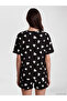 Ozmarka New Season Black Heart Patterned Women's Shorts Pajama Set - 4