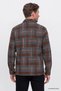Men's Anthracite-Burgundy Oversize Fit Loose Cut Hidden Button Collar Plaid Patterned Flannel Shirt - 5