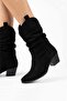 Women's Jade Black Suede Drawstring Western Boots - 3