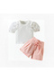 Two-Piece Clothing Set for Girls | 12–24 Months | White & Beige | Cotton | Summer Casual Dress