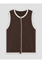 Özmarka New Season Brown Crew Neck Women's Knitwear Vest - 5