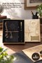 5 Pieces Compass Printed Leather Notebook Pen Set – Black Vip Gift Box, Metal Roller Pen, Gift for Teacher, Notebook Pen Gift