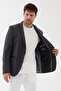 Angelos Men's Dark Gray Cotton Blended Stretch Fabric Dobby Mono Collar Sport Slim Fit Blazer Jacket - 7