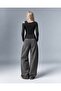 Women's Black Double Layer Athlete-Look Off-Shoulder Long Sleeve Fit Blouse - 5